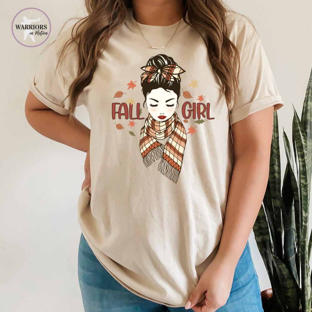Fall Girl Tee, Fall Top, Cold Weather, Sweater Season, Leaves, Scarf, Harvest